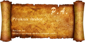 Proksa Andor névjegykártya